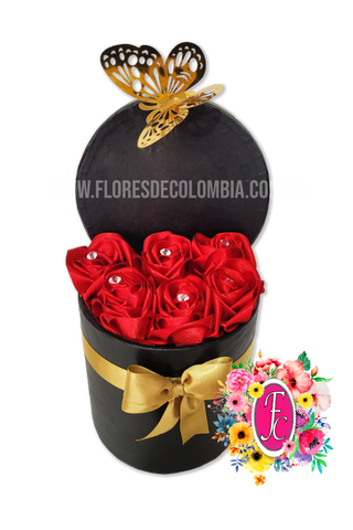 Caja de Rosas de seda - Flores de Colombia