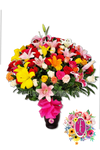 "Taraira" florero de lirios y rosas surtidas