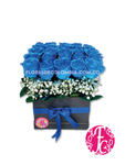 Caja 24 rosas azules
