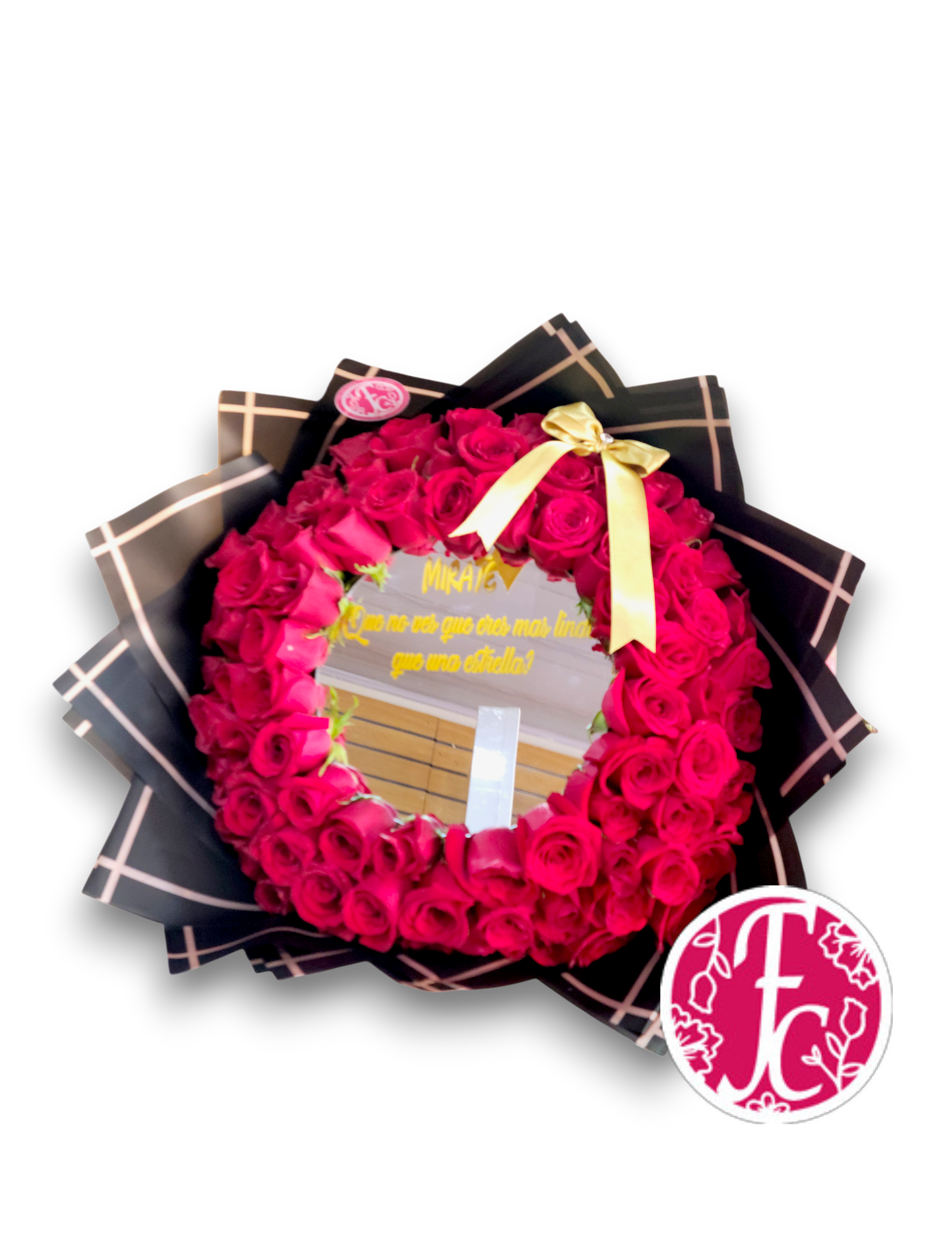 Bouquet espejo rosas rojas - Flores de Colombia