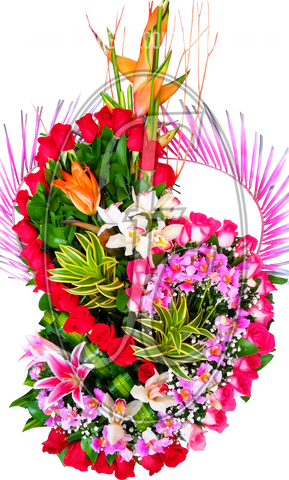 Diseño corazón de rosas con lirios y orquideas │ Flores de Colombia