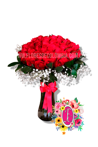 Florero 40 rosas - Flores de Colombia