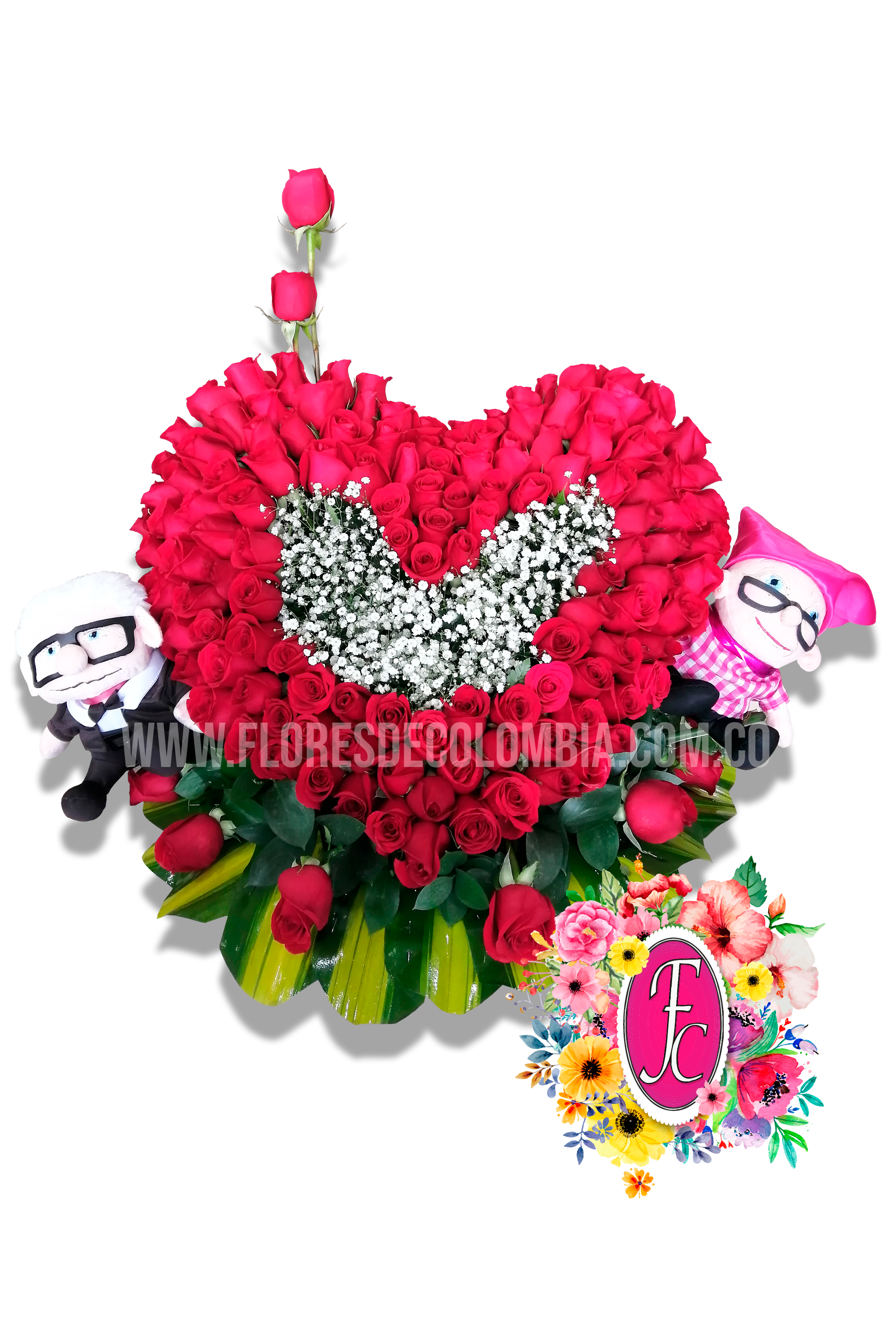 Amor eterno, corazón en rosas - Flores de Colombia