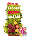 Escalera de rosas con frutas │ Flores de Colombia