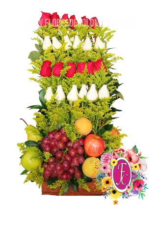 Escalera de rosas con frutas │ Flores de Colombia