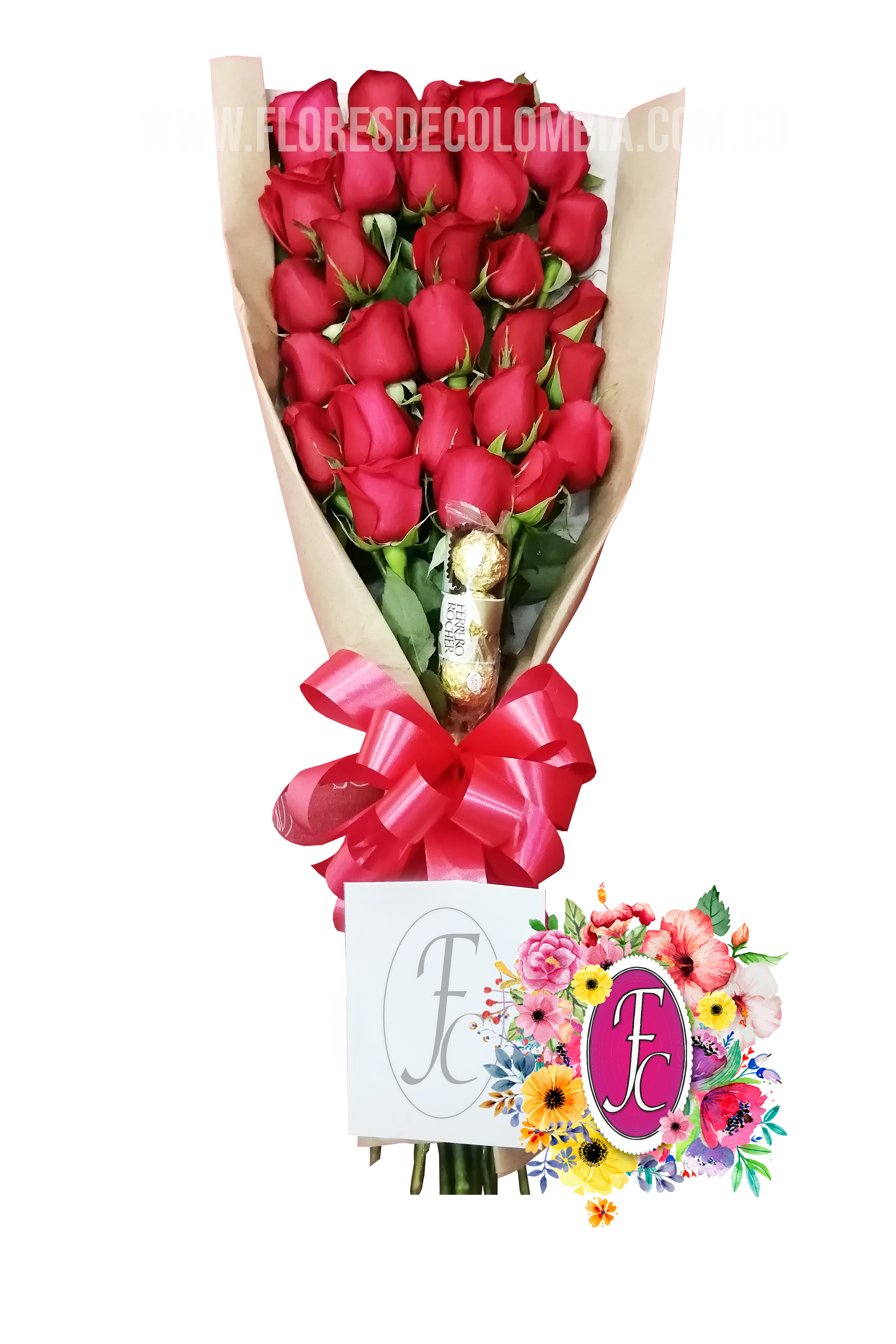 Ramillete de 28 rosas en abanico │ Flores de Colombia