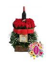Pabel de rosas con caja de chocolates y vino │ Flores de Colombia