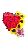 "asi de grande es mi amor" corazón de rosas y girasoles │ Flores de Colombia