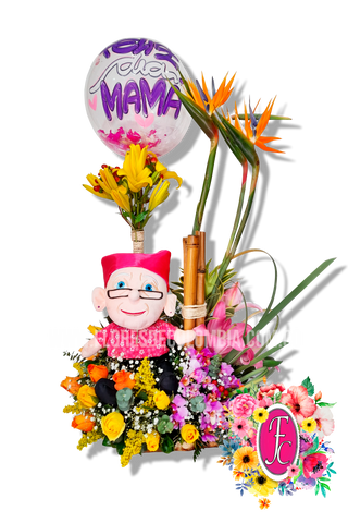 "Te amo mamá" diseño con peluche y globo - Flores de Colombia