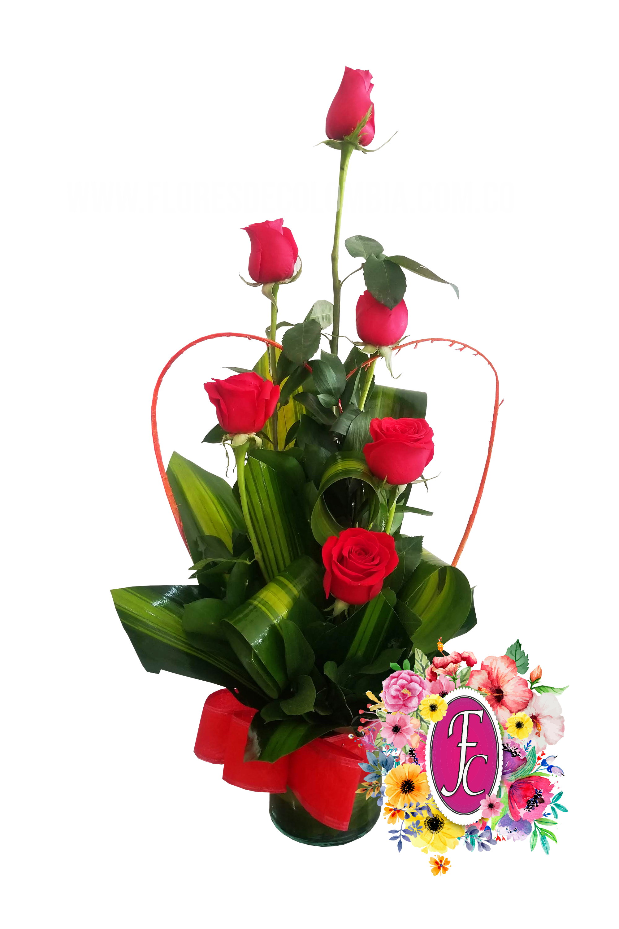 Diseño pequeño en base de vidrio │ Flores de Colombia