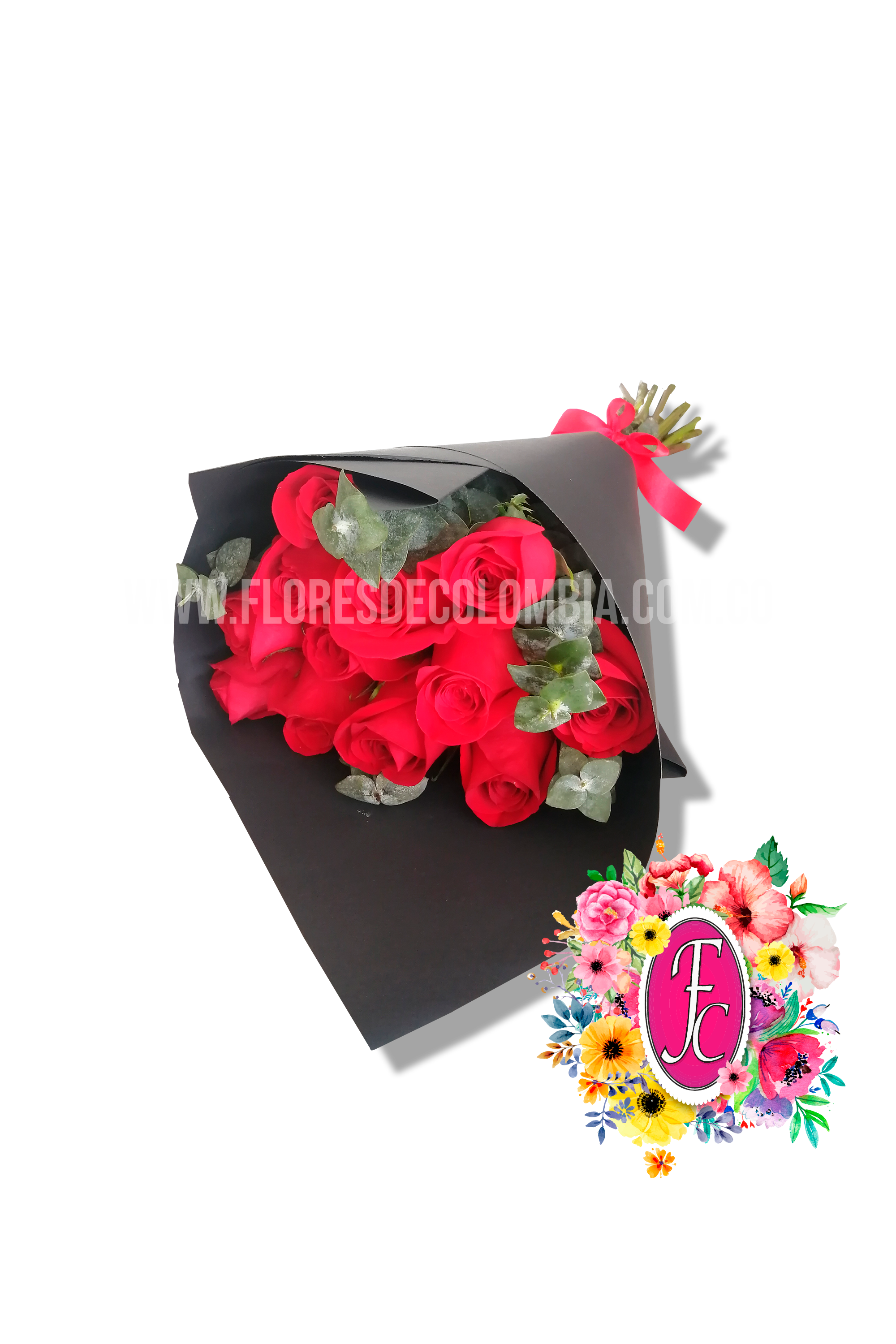 Ramillete 12 rosas - Flores de Colombia