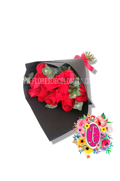Ramillete 12 rosas - Flores de Colombia