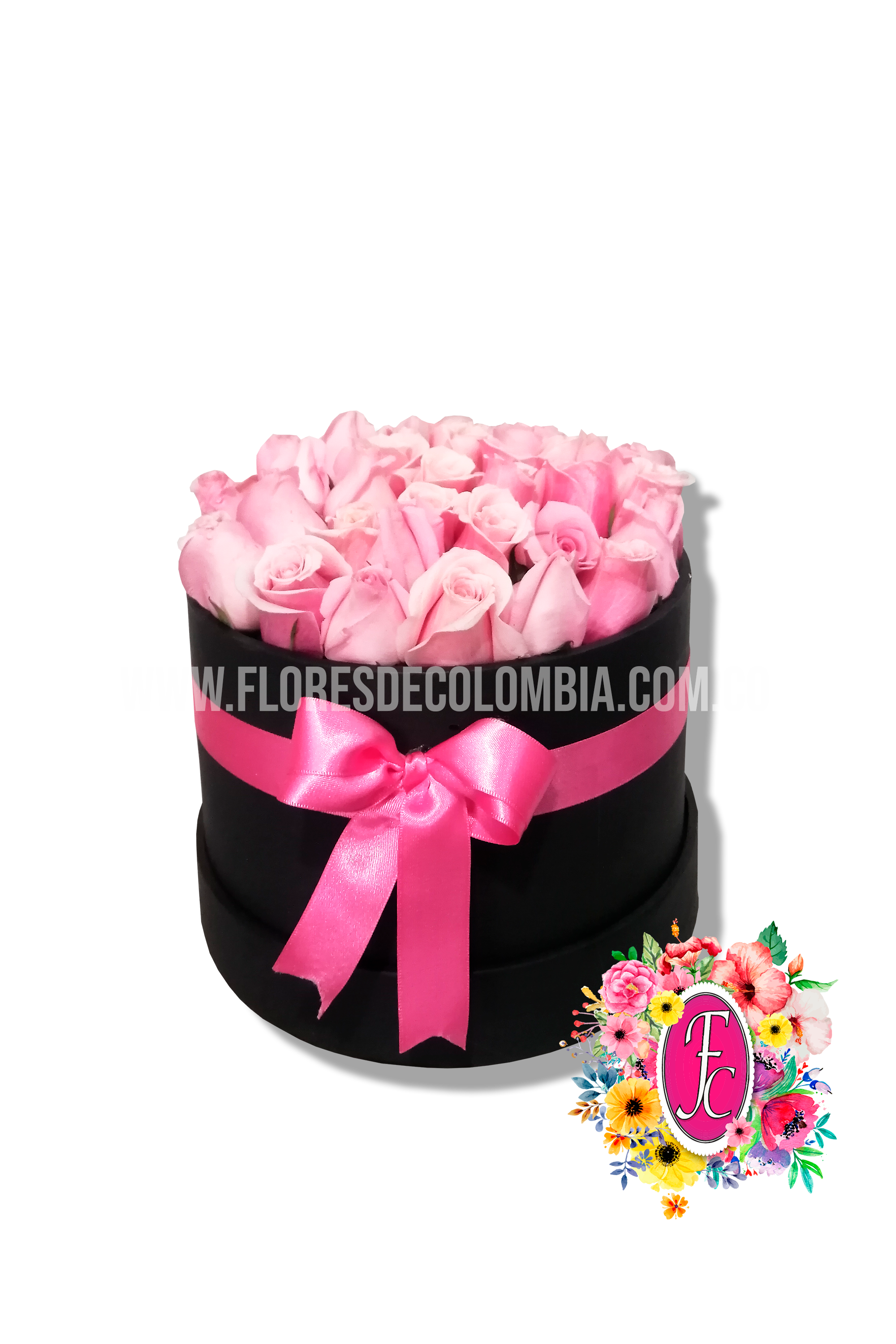 Caja redonda de rosas - Flores de Colombia