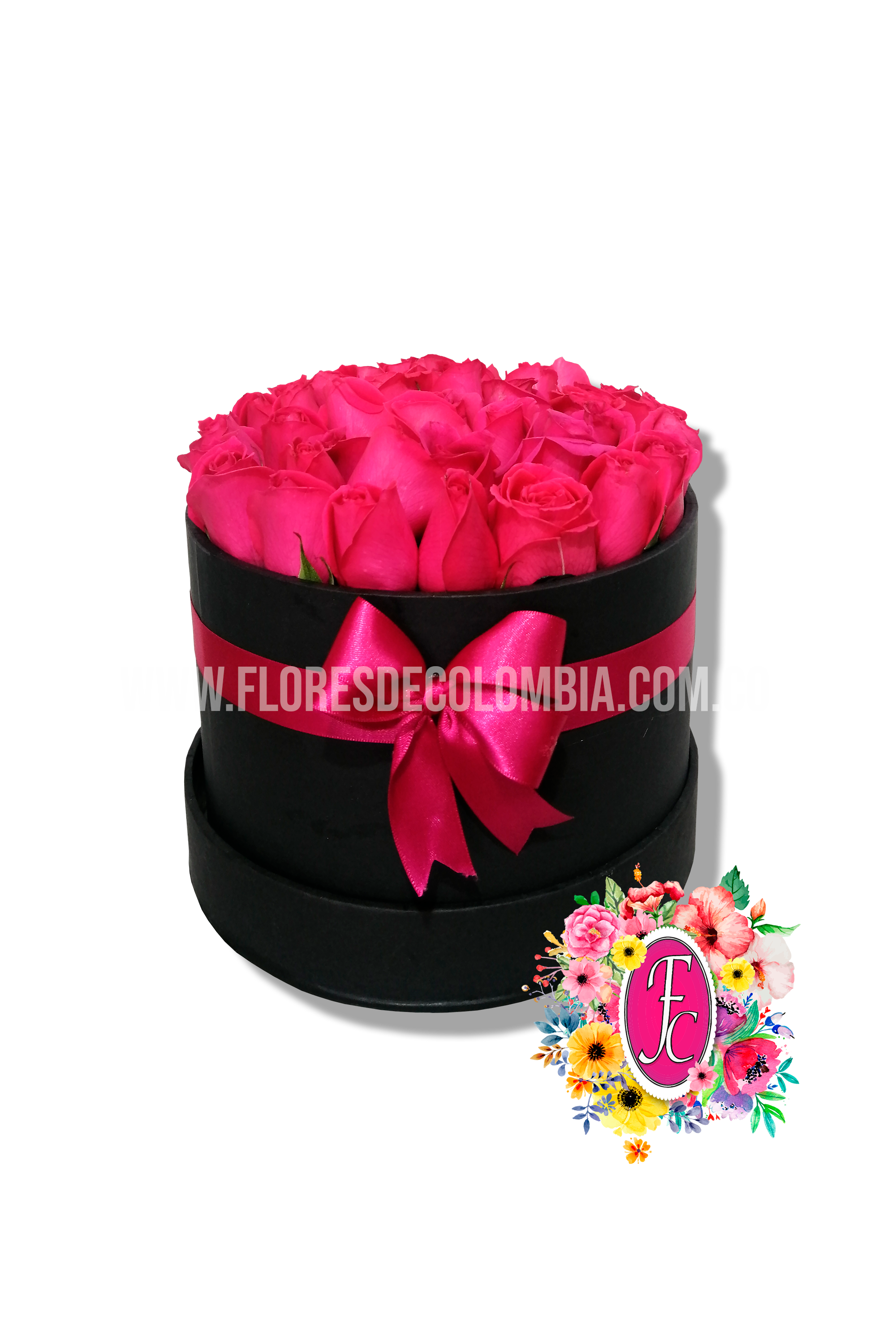 Caja redonda de rosas - Flores de Colombia
