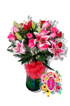 Florero mediano con lirios y rosas - Flores de Colombia