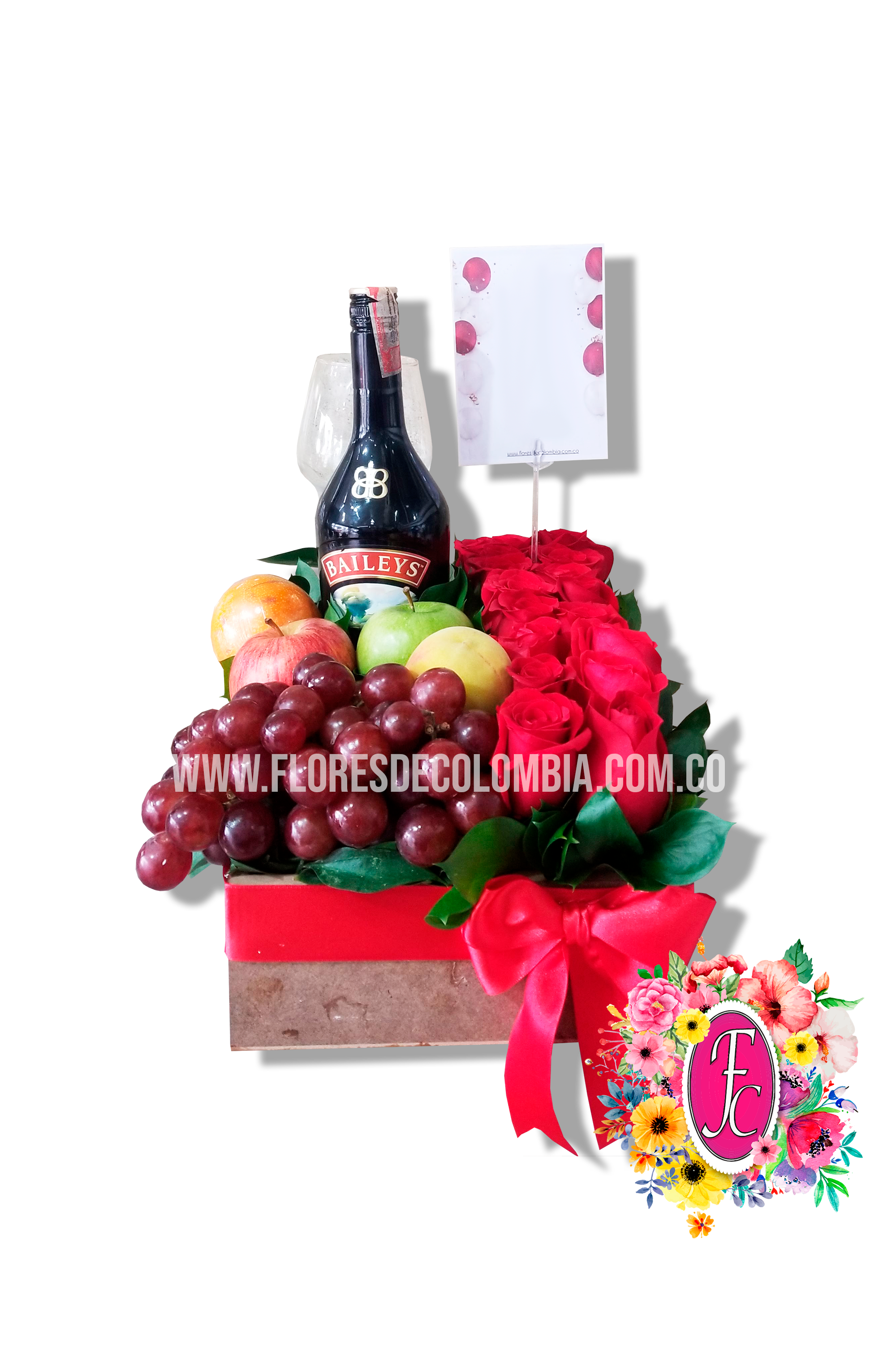 Brindis floral con rosas y frutas │ Flores de Colombia
