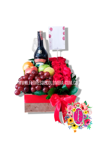 Brindis floral con rosas y frutas │ Flores de Colombia