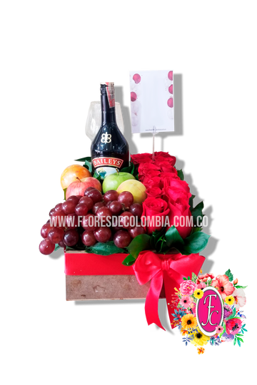 Brindis floral con rosas y frutas │ Flores de Colombia