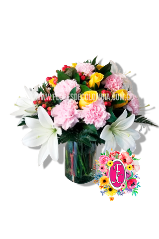 Diseño pequeño con claveles y lirios │ Flores de Colombia