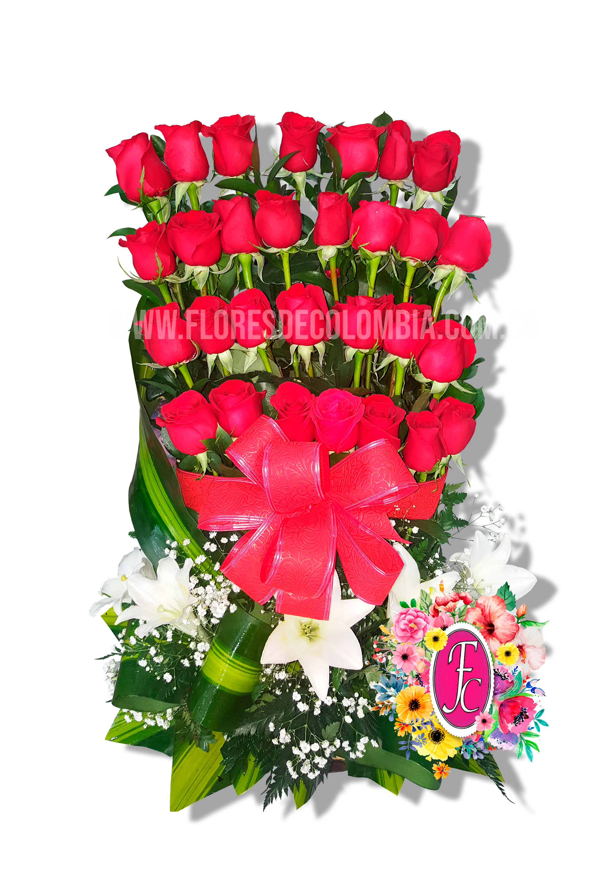 ARMENIA con rosas y azucenas. - Flores de Colombia