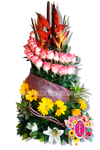 Diseño circular con azucenas, gerberas y rosas - Flores de Colombia