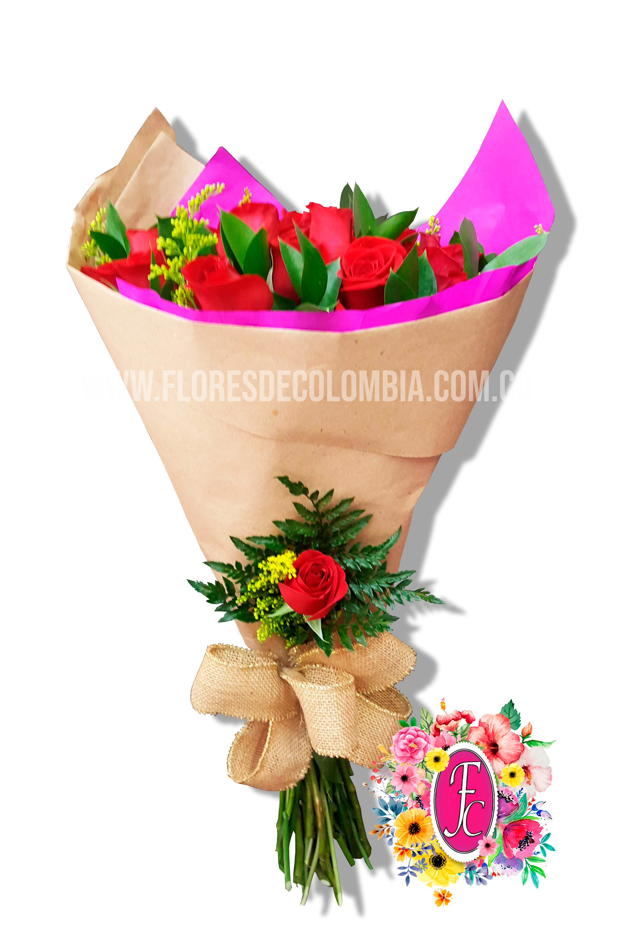 Ramillete de 24 rosas - Flores de Colombia