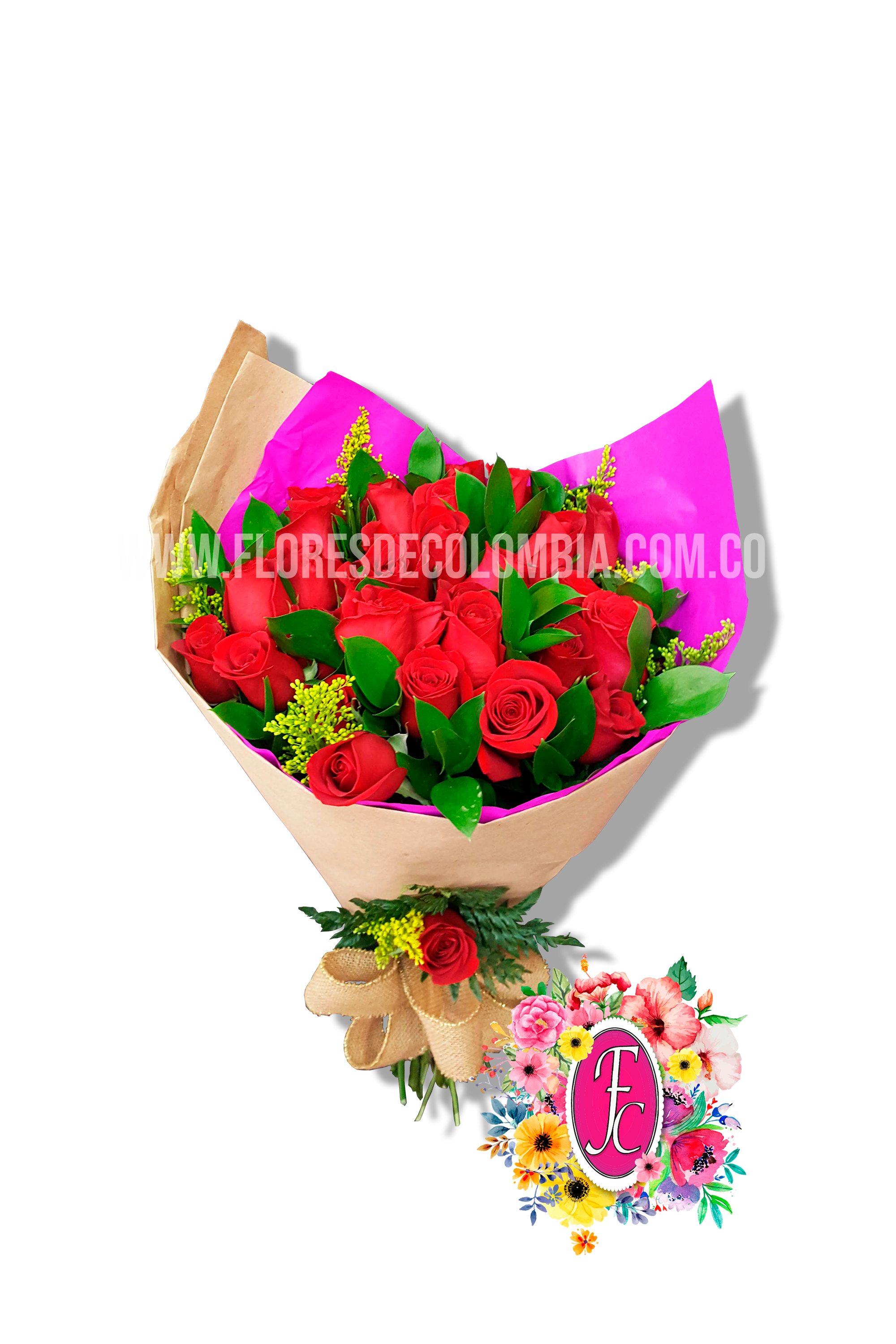 Ramillete de 24 rosas - Flores de Colombia