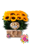 Caja regalos de girasoles + chocolates - Flores de Colombia